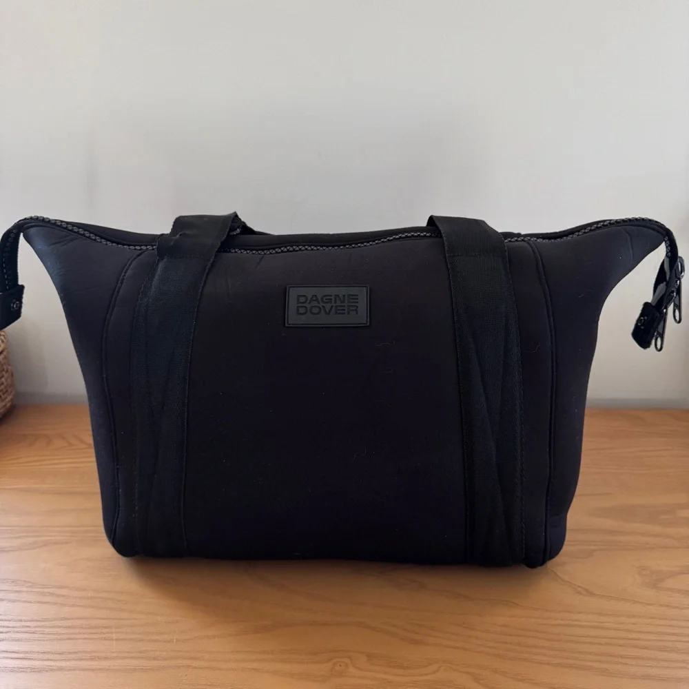 Dagne Dover Landon Neoprene Carry All Bag Onyx Black with Dust bag Medium - Picture 1 of 5